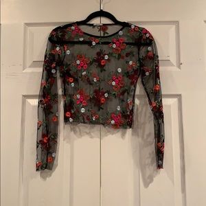 Sheer Floral Crop Top